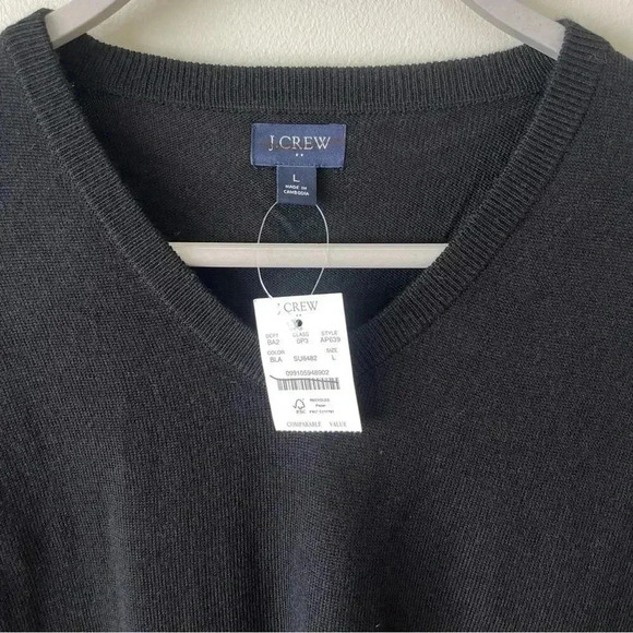 J.Crew Factory Machine washable merino wool blend V-neck sweater Black L NWT - Picture 6 of 6